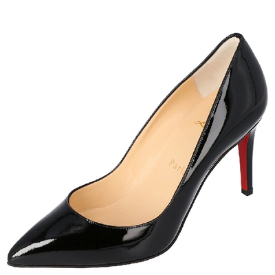 Pre-owned Christian Louboutin Black Patent Leather Pigalle Pointed Toe Pumps Size 38.5