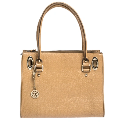 Pre-owned Dkny Beige Leather Zipped Tote