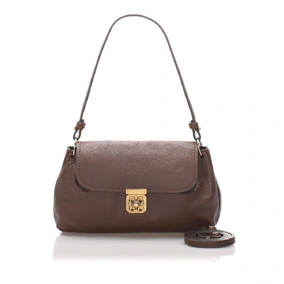 Shop Chloé Elsie Leather Crossbody Bag In Burgundy