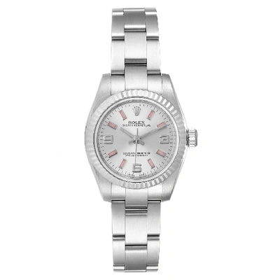 Shop Rolex Nondate Steel White Gold Pink Hour Markers Ladies Watch 176234 In Not Applicable