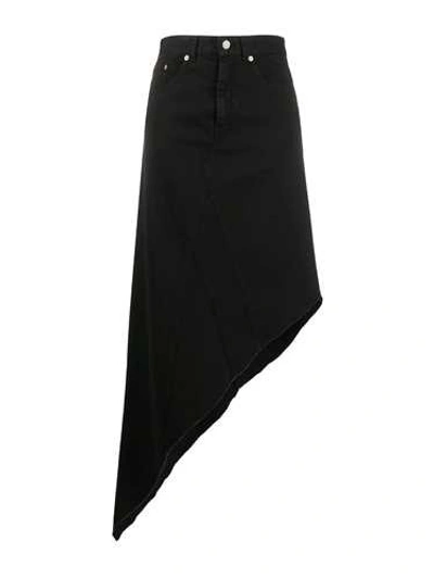Shop Mm6 Maison Margiela Long Black Denim Skirt