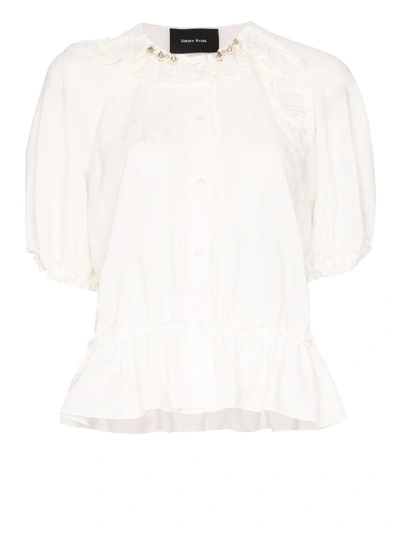 Shop Simone Rocha Ivory Bubble Button-up Blouse In White