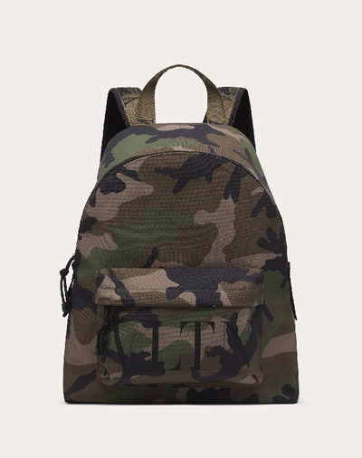 Shop Valentino Garavani Uomo Camouflage Nylon Backpack In Military Green