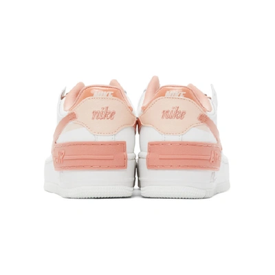 Shop Nike White And Pink Air Force 1 Shadow Sneakers In 101 Wh/pink