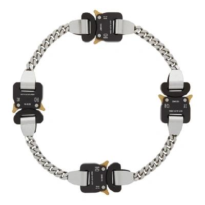 Shop Alyx 1017  9sm Silver And Black Buckle Hero Chain Necklace In 001 Black