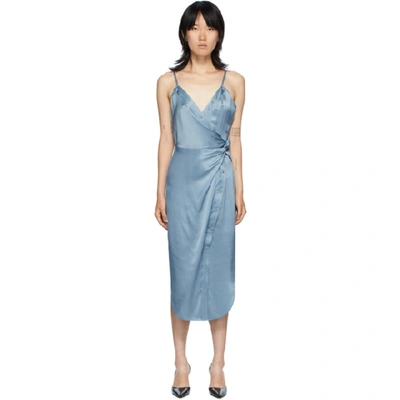 Shop Alexander Wang T Blue Cami Twist Midi Dress In 451 Slate B