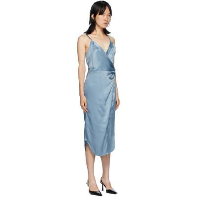 Shop Alexander Wang T Blue Cami Twist Midi Dress In 451 Slate B