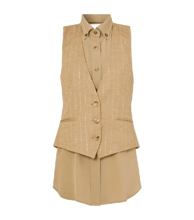 Shop Burberry Pinstripe Wool-blend Waistcoat