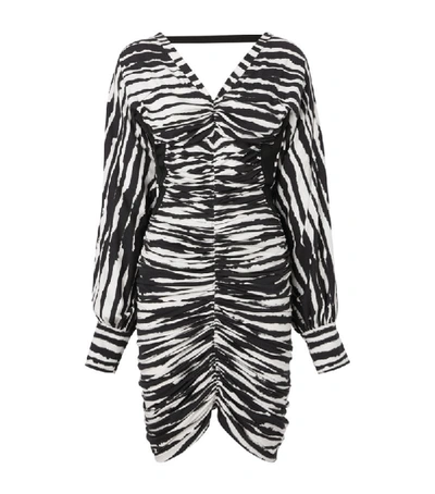 Shop Burberry Ruched Zebra Print Mini Dress