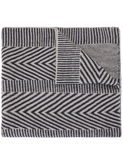 Shop Voz Chevron Knitted Scarf In Grey