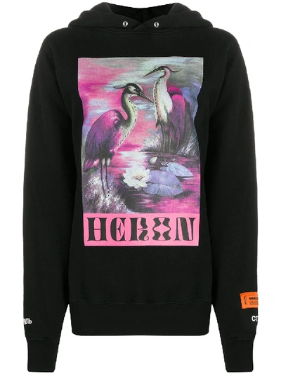 Shop Heron Preston Bird Print Hoodie In Black