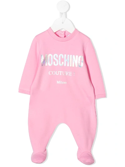 Shop Moschino Metallic Logo-print Pajamas In Pink