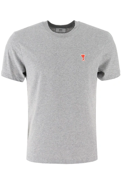 Shop Ami Alexandre Mattiussi Ami De Coeur Patch T-shirt In Grey