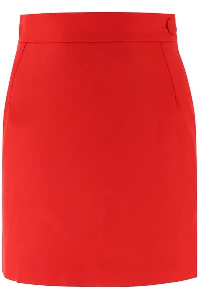 Shop Attico Wool Mini Skirt In Red