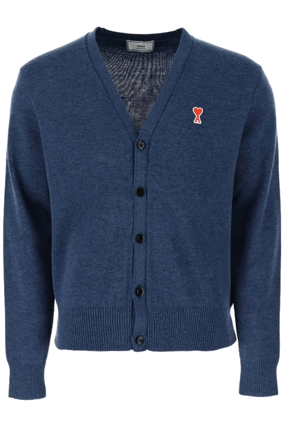 Shop Ami Alexandre Mattiussi Cardigan With Ami De Coeur Patch In Blue