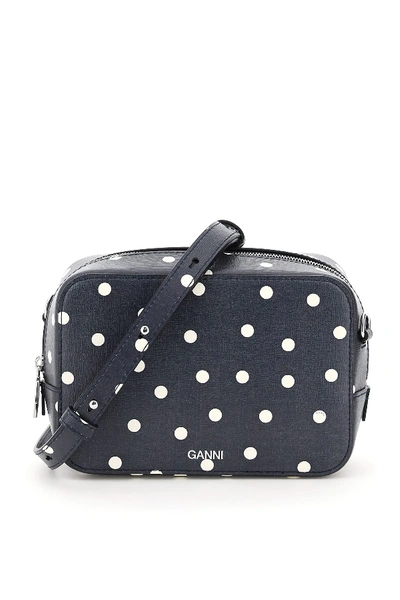 Shop Ganni Polka Dot Camera Bag In Blue,white