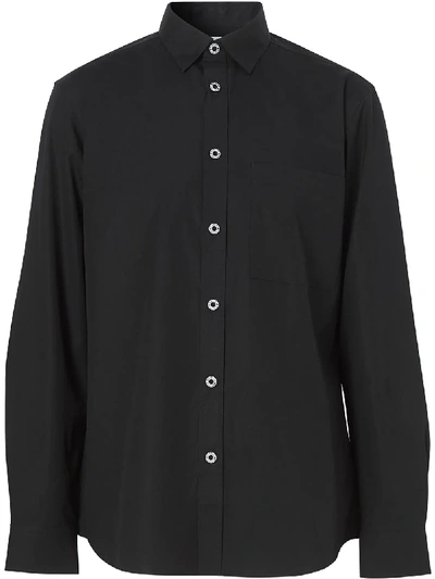 Shop Burberry Chest Pocket Slim-fit Shirt In Schwarz