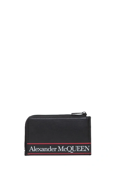 Shop Alexander Mcqueen Coin Purse With Logo And Zip In Black
