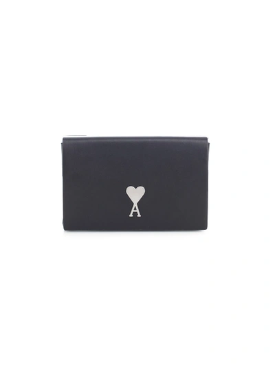Shop Ami Alexandre Mattiussi Mini Box Bag Ami De Coeur Vegetable Tanned Leather In Black