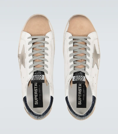 Shop Golden Goose Super-star Leather Sneakers In White Nude