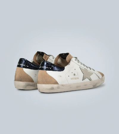 Shop Golden Goose Super-star Leather Sneakers In White Nude