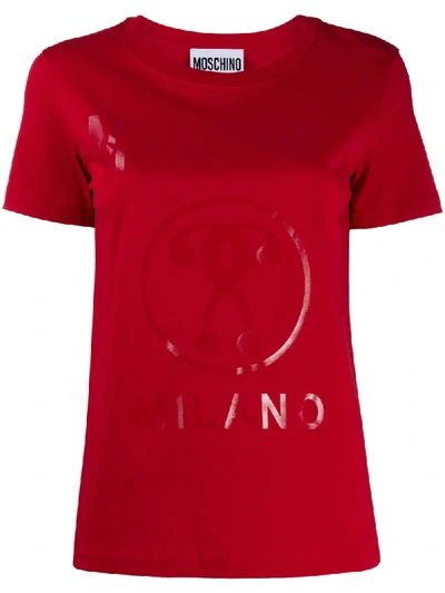 Shop Moschino Double Question Mark Slim-fit T-shirt In Red