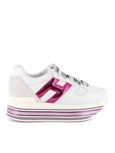 Shop Hogan Maxi H222 Mesh And Leather Sneakers In White