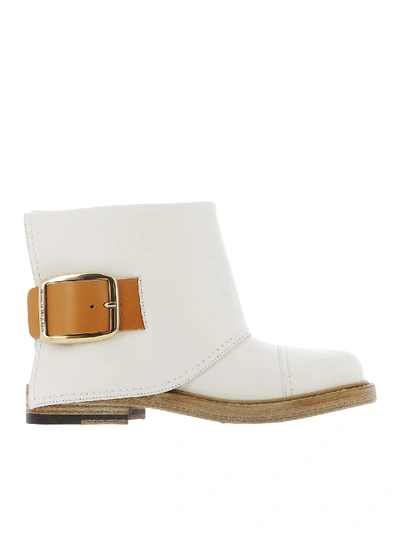 Shop Alexander Mcqueen Contrasting Strap Ankle Boots In White