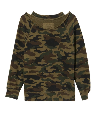 Shop Nili Lotan Luka Scoop Neck Sweatshirt In Green Camouflage Print