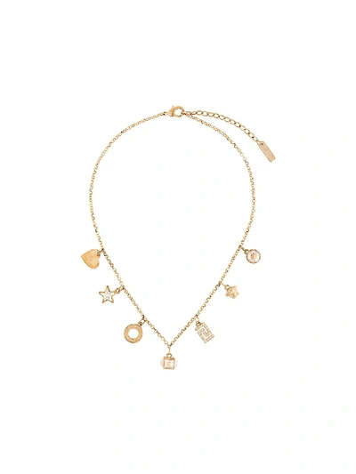 Pre-owned Versace Multi Charm Necklace In Gold