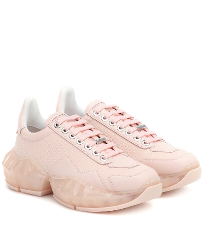 Shop Jimmy Choo Diamond/f Leather Sneakers In Pink
