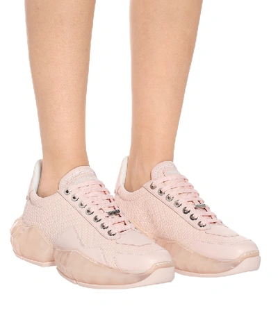 Shop Jimmy Choo Diamond/f Leather Sneakers In Pink