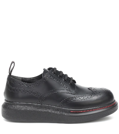 Shop Alexander Mcqueen Leather Brogues In Black