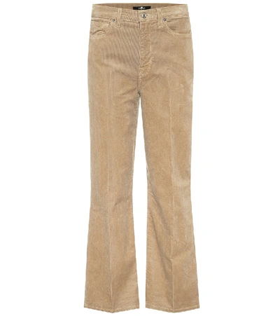 Shop 7 For All Mankind Alexa High-rise Cropped Corduroy Jeans In Beige
