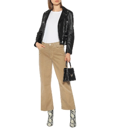 Shop 7 For All Mankind Alexa High-rise Cropped Corduroy Jeans In Beige