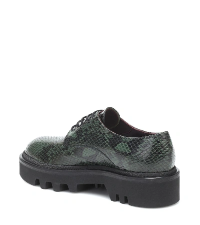 Shop Dries Van Noten Snake-effect Leather Derby Shoes In Green