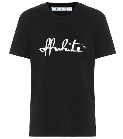 Shop Off-white Logo Cotton-jersey T-shirt In Black