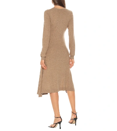 Shop Jw Anderson Merino Wool Midi Dress In Brown