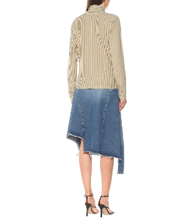 Shop Jw Anderson Striped Stretch-cotton Mock-neck Top In Beige