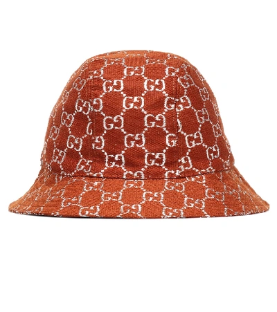 Shop Gucci Gg Lamé Wool-blend Bucket Hat In Brown