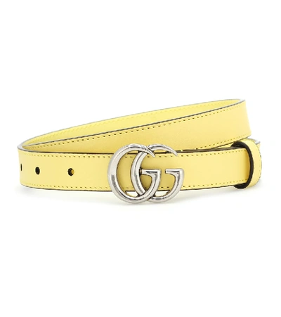 Shop Gucci Gg Leather Belt In Yellow