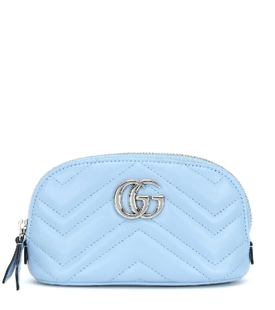 Shop Gucci Gg Marmont Small Cosmetics Pouch In Blue
