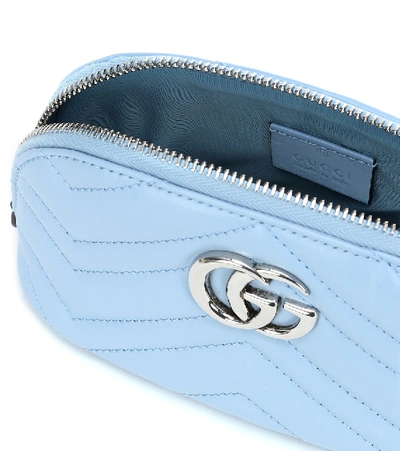 Shop Gucci Gg Marmont Small Cosmetics Pouch In Blue