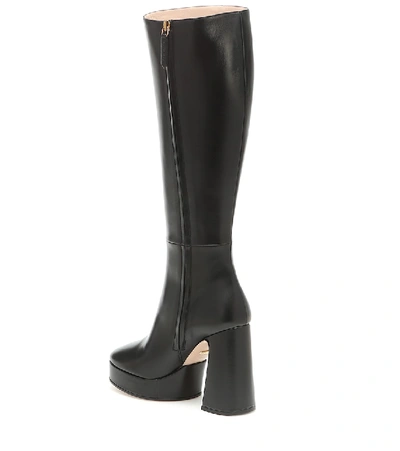 Shop Gucci Leather Knee-high Platform Boots In Black