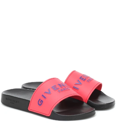 Shop Givenchy Paris Rubber Slides In Pink