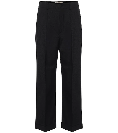 Shop Saint Laurent High-rise Straight Wool Pants In Black