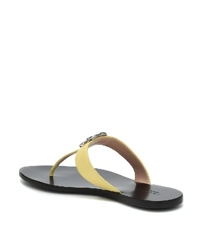 Shop Gucci Marmont Leather Thong Sandals In Yellow
