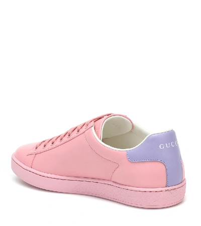 Shop Gucci New Ace Leather Sneakers In Pink