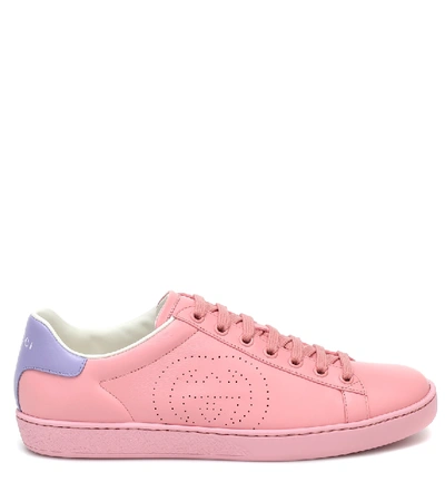 Shop Gucci New Ace Leather Sneakers In Pink