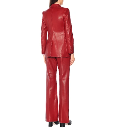 Shop Gucci Leather Blazer In Red